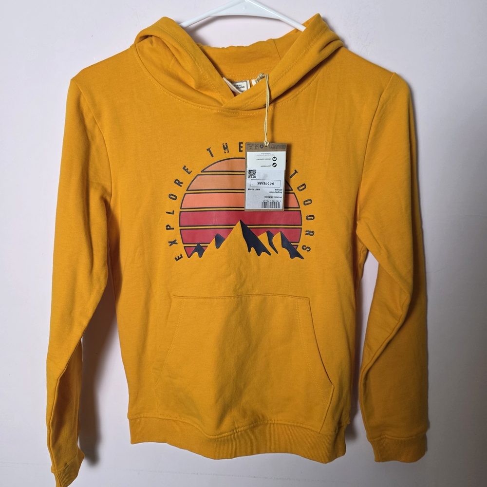 Mountain Warehouse Kids Yellow Graphic Hoodie Organic Cotton NWT Boys Size 10